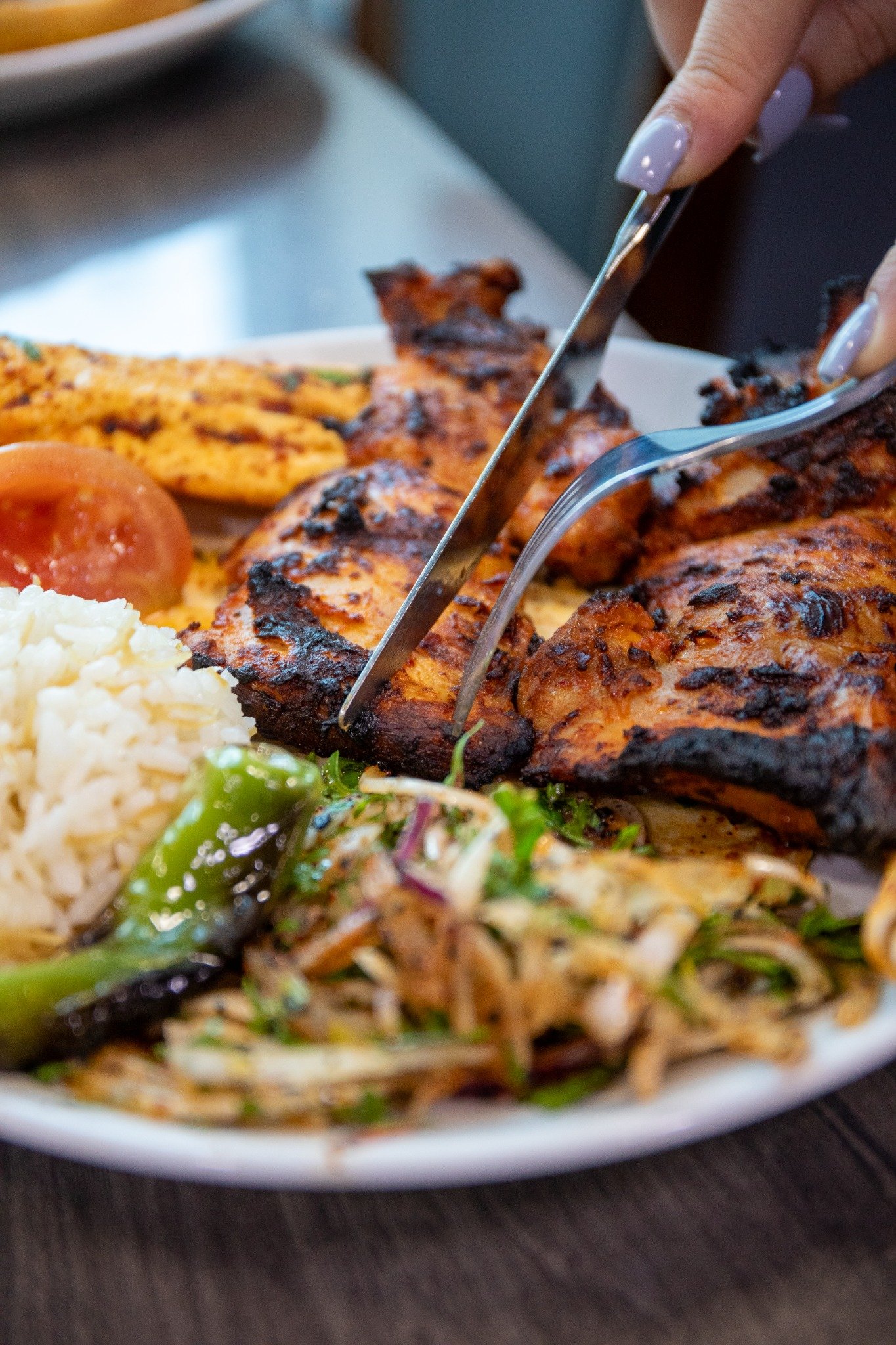 Grilled chicken at the table